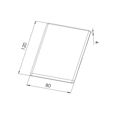 Schéma cotes - Embout profilé aluminium - Rainure 8 mm – Section 120x80 mm - Noir - Elcom shop