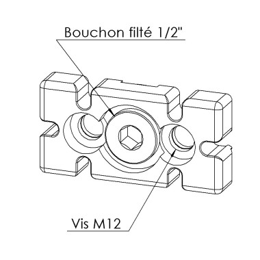 Plaque de base profilé aluminium - 10 mm – 90x45 mm - 1/2" - Joint pneumatique