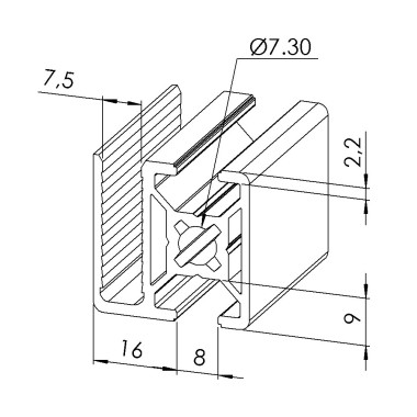 Profilé aluminium – Rainure 8 mm – 30x30 mm - WG40 - Léger