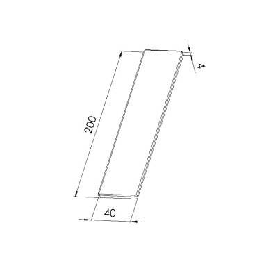 Schéma cotes - Embout profilé aluminium - Rainure 8 mm – Section 200x40 mm - Noir - Elcom shop