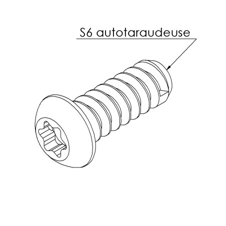 Vis profilé aluminium – Rainure 6 mm - Filetage S6x16 - T25 - Autotaraudeuse