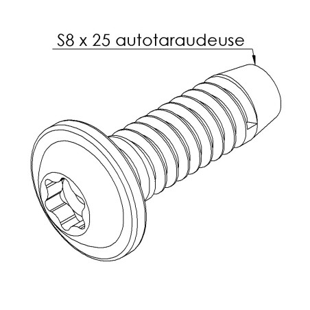 Vis profilé aluminium – Rainure 8 mm - Filetage S8x25 - T40 - Autotaraudeuse