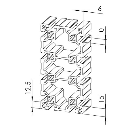 Profilé aluminium (Barre de 6 m) – Rainure 10 mm – 160x80 mm – Léger