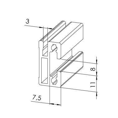 Profilé aluminium d'encadrement (Barre de 3 m) – Rainure 8 mm – 30x15 mm