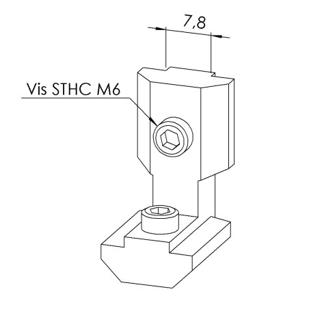 Equerre interne profilé aluminium - 8 mm - 8 30