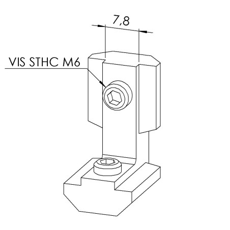Equerre interne profilé aluminium - 8 mm - Renforcée - Vis externes - 8 30