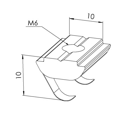 Ecrou rainuré profilé (Boîte de 100 unités) – Taraudage M6 – Rainure 8 mm - Languette