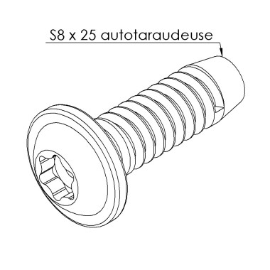 Vis profilé aluminium (Boîte de 100 unités) – Rainure 8 mm - Filetage S8x25 - T40 - Autotaraudeuse