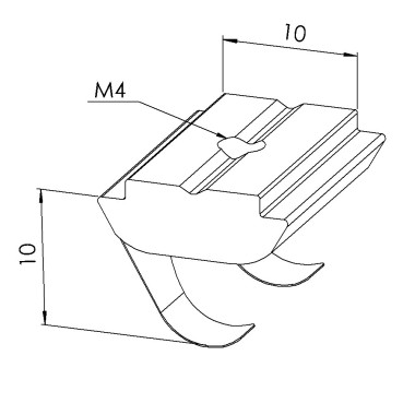 Ecrou rainuré profilé (Boîte de 100 unités) – Taraudage M4 – Rainure 10 mm - Languette