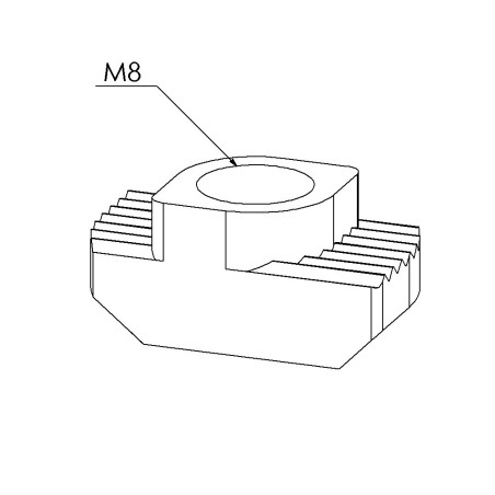 Ecrou à tête rectangulaire profilé (Boîte de 100 unités) – Taraudage M8 – Rainure 10 mm