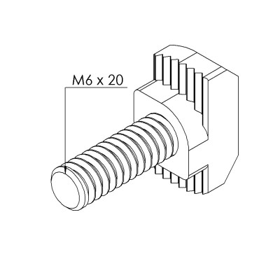 Vis tête marteau profilé aluminium (Boîte de 100 unités) – Filetage M6x20 - Ht 3 mm - 10 45