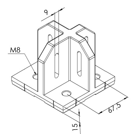 Embase de fixation au sol profilé St 60 (Boîte de 10 unités) - Section 120x120 mm - 10 45