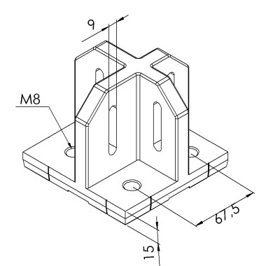 Embase de fixation au sol profilé St 60 (Boîte de 10 unités) - Section 120x120 mm - 10 45