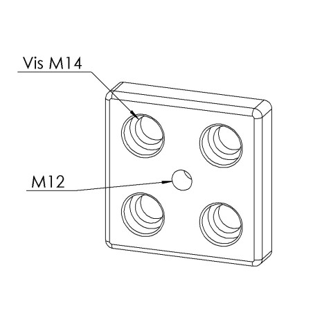 Plaque de base profilé aluminium (Boîte de 10 unités) - 10 mm – Section 80x80 mm - M12