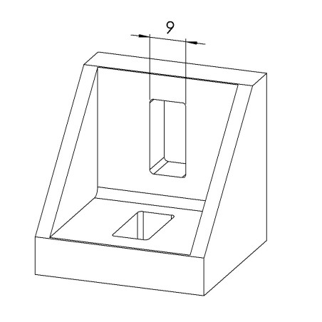 Equerre profilé aluminium (Boîte de 10 unités) – Rainure 10 mm – Section 45x45x45 mm - Al - Brut