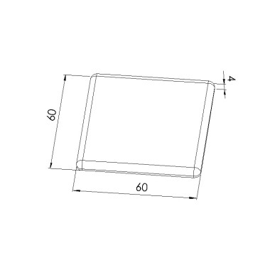 Schéma cotes - Embout profilé aluminium - Rainure 8 mm – Section 60x60 mm - Noir - Elcom shop