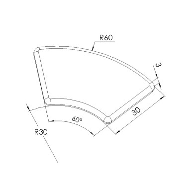 Schéma cotes - Embout profilé aluminium – rainure 8 mm – R30/60-60° - Elcom shop