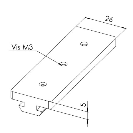 Coulisseau profilé aluminium (Boîte de 10 unités) - Rainure 8 mm - 26x11,5 mm - Longueur 80 mm