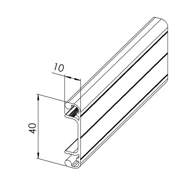 Couvercle goulotte profilé aluminium - U - 40 mm