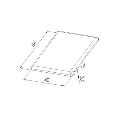 Schéma cotes - Cache équerre profilé aluminium – Rainure 8 mm – Section 40x40 mm - Elcom shop