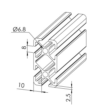 NE PAS METTRE POUR L'INSTANT Profilé aluminium (Coupe max 6 m) - Rainure 8 mm - Section 60x30 mm