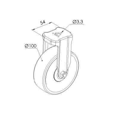 Schéma cotes - Roulette fixe profilé aluminium – D100 - Elcom shop