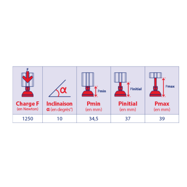 Caractéristiques du pied D30 M6x45