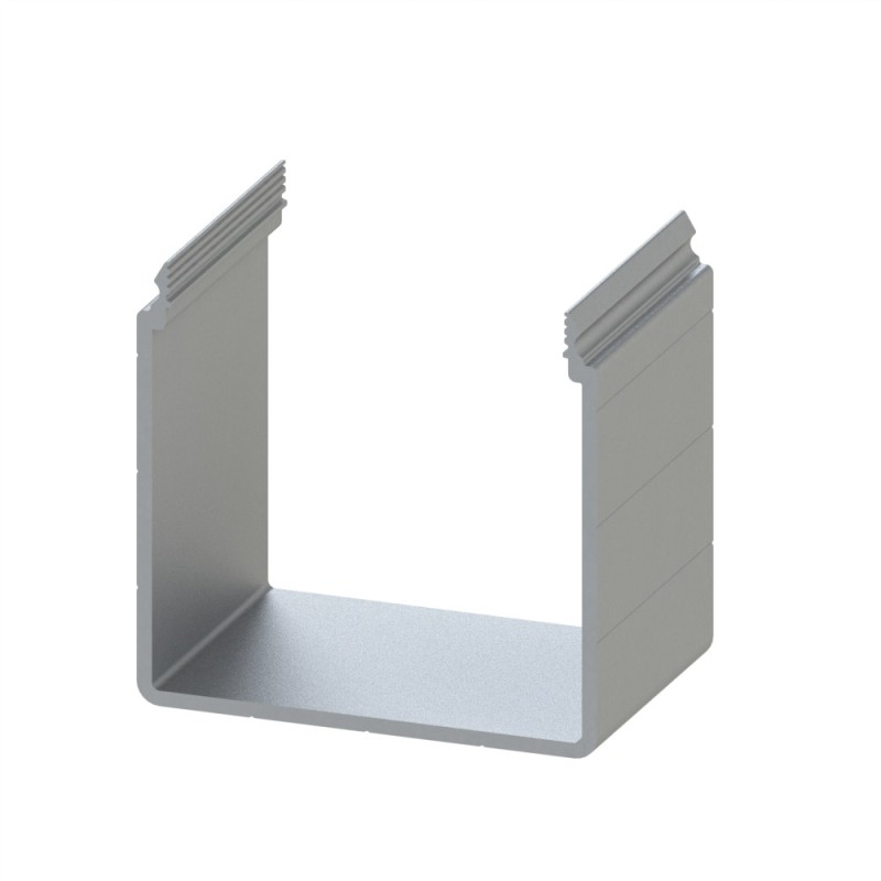 Goulotte profilé aluminium (8 barres de 3 m) - U - 60x60 mm - E