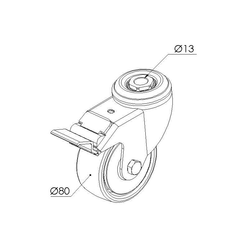 Roulette pivotante à blocage profilé aluminium – D100 – 110kg - elcom shop