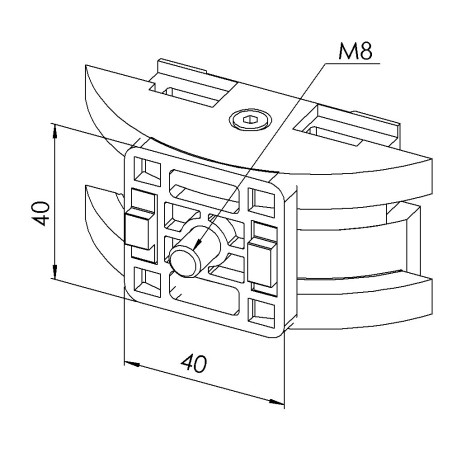 Vue côtée de Support bac - Orientable - ESD