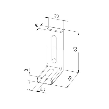 Equerre légère profilé aluminium – 60x40x20 mm – Noir - Zn