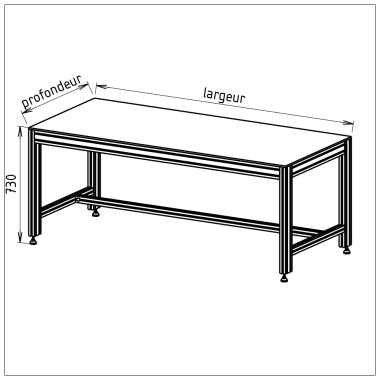 Poste de travail ergonomique - 1500x800 mm - Fixe