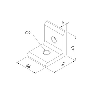 Schéma cotes - Equerre d’assemblage profilé aluminium V2 – Section 40x40 mm - Elcom shop