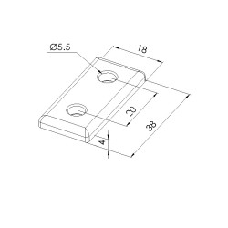 Schéma cotes - Plaque d’assemblage profilé aluminium – Section 20x40 mm – V2 - Elcom shop