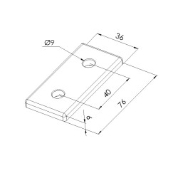 Schéma cotes - Plaque d’assemblage profilé aluminium – Section 40x80 mm – V2 - Elcom shop