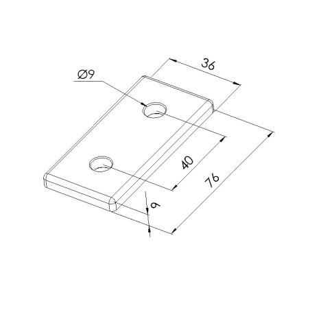 Schéma cotes - Plaque d’assemblage profilé aluminium – Section 40x80 mm – V2 - Elcom shop