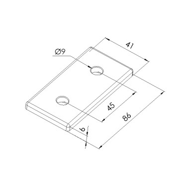 Schéma cotes - Plaque d’assemblage profilé aluminium – Section 45x90 mm – V2 - Elcom shop