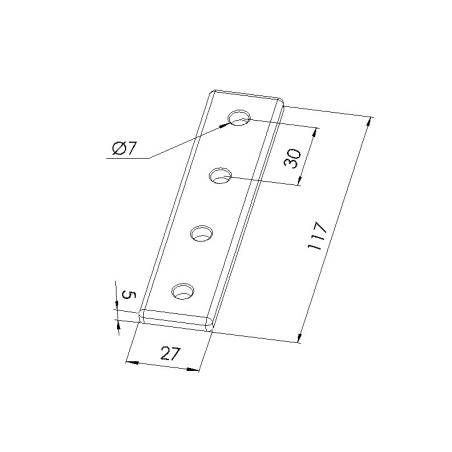 Schéma cotes - Plaque d’assemblage profilé aluminium – Section 30x120 mm – V4 - Elcom shop