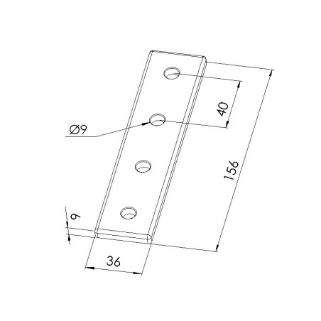 Schéma cotes - Plaque de connexion V4 profilé aluminium - 40x160 mm - Elcom shop