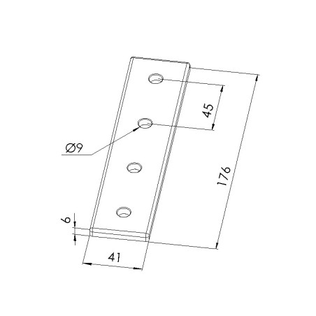 Schéma cotes - Plaque d’assemblage profilé aluminium – Section 45x180 mm – V4 - Elcom shop