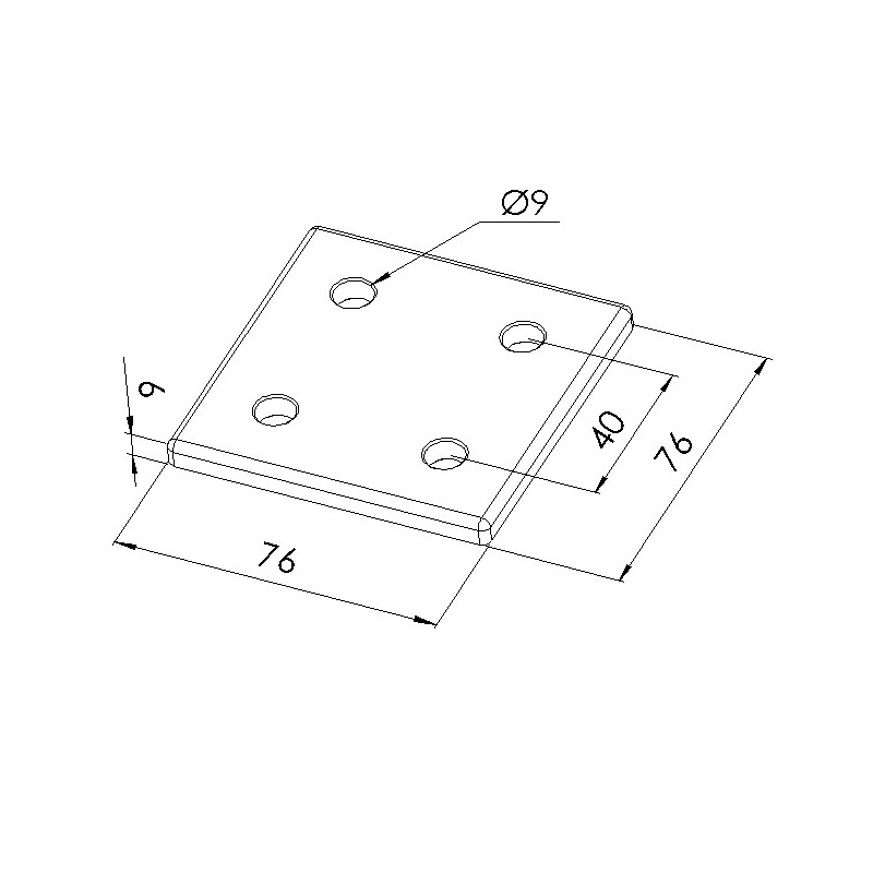 Plaque d'assemblage profilé aluminium – 45x180 mm – V4 - elcom shop