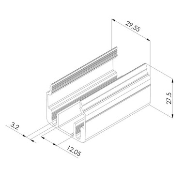 Goulotte profilé aluminium (Barre de 3 m) - U - 30x30 mm - SE