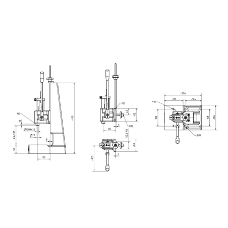 Presse manuelle - Crémaillère - CL250Z - Cotes