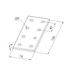Schéma cotes - Plaque d’assemblage profilé aluminium – Section 80x160 mm – V8 - Elcom shop