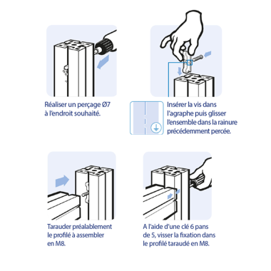 Montage de la Fixation standard profilé aluminium – Rainure 8 mm - 8 40 - ESD