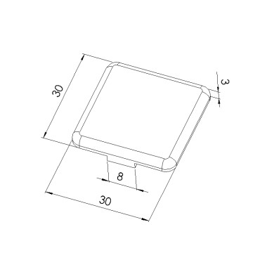 Embout – 8 mm – 30x30 mm - Noir