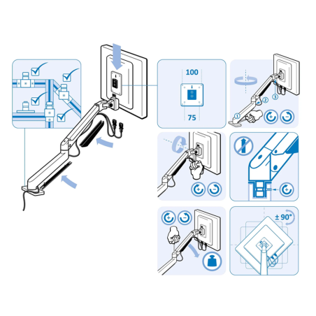 Aide montage du Support Ecran - VESA 75/75 100/100 - Orientable 5 Axes
