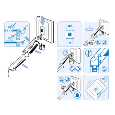 Aide montage du Support Ecran - VESA 75/75 100/100 - Orientable 5 Axes