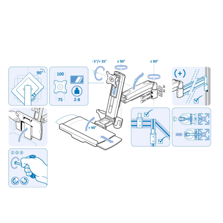Aide montage du Support écran clavier – Poste de travail – 4 axes