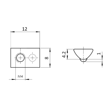 Cotes de l'Ecrou profile aluminium - 5 mm - St - M4